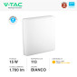 Immagine 2 - V-Tac VT-8033 Plafoniera LED Quadrata 15W SMD Chip Samsung IP44 Colore Bianco - SKU 2113909