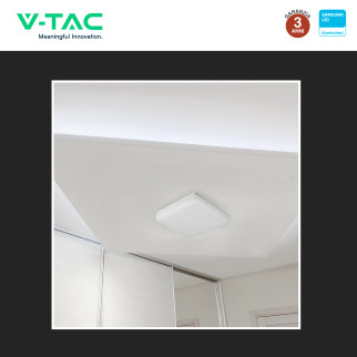 VT-8033 Plafoniera LED Quadrata 15W SMD Samsung IP44 Bianca V-Tac