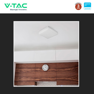 VT-8033 Plafoniera LED Quadrata 15W SMD Samsung IP44 Bianca V-Tac
