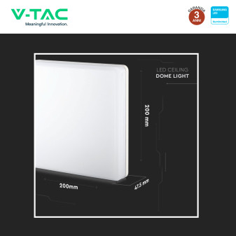 VT-8033 Plafoniera LED Quadrata 15W SMD Samsung IP44 Bianca V-Tac