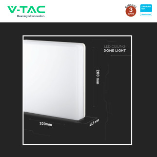 VT-8033 Plafoniera LED Quadrata 15W SMD Samsung IP44 Bianca V-Tac