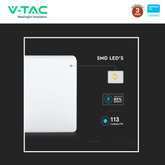 VT-8033 Plafoniera LED Quadrata 15W SMD Samsung IP44 Bianca V-Tac