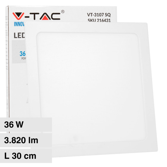 VT-3107 Mini Pannello LED SMD Quadrato 36W da Incasso con Driver V-Tac VT-3107 Mini Pannello LED SMD Quadrato 36W da Incasso con Driver V-Tac
