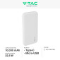 Immagine 2 - V-Tac VT-10000 Power Bank Portatile 10000mAh con Ricarica Rapida 22,5W PD e Indicatore LED di Carica Colore Bianco - SKU 7832