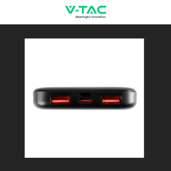 VT-10000 Power Bank 10000mAh Ricarica Rapida PD Nero V-Tac