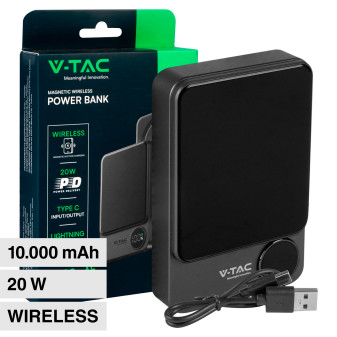 V-Tac VT-100011 Power Bank Wireless 10000mAh con Ricarica Rapida 20W PD...