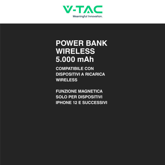 SKU 7835 - VT-11111 - Power Bank 10.000 mAh con Pannello Solare e Ricarica  Wireless Colore Nero