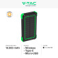 Immagine 2 - V-Tac VT-11111 Power Bank Wireless 10000mAh con Pannello Solare Indicatore LED Colore Nero e Verde - SKU 7835