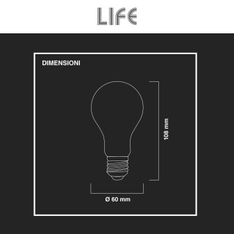 Lampadina LED E27 11W Goccia A60 Filament in Vetro Milky Life