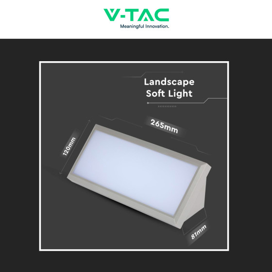 V-TAC VT-8054 LAMPADA LED DA MURO 12W SMD IP65 APPLIQUE COLORE GRIGIO