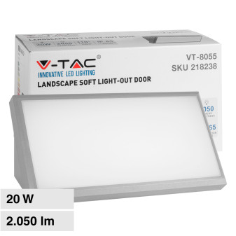 V-Tac VT-8055 Lampada LED da Muro 20W SMD Colore Grigio Applique IP65 - SKU...