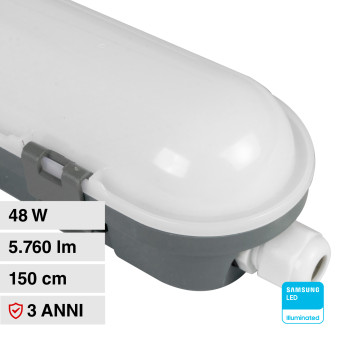 V-Tac VT-150048 Tubo LED Plafoniera Linkabile 48W Lampadina SMD Chip Samsung...