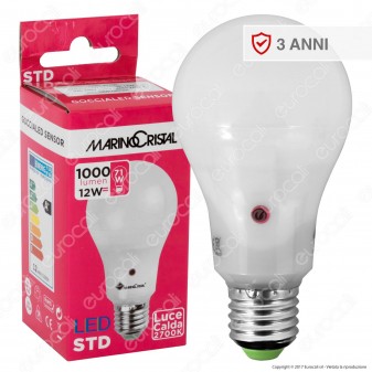 Marino Cristal Serie STD Lampadina LED E27 12W Bulb A65 con Sensore