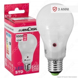 Marino Cristal Serie STD Lampadina LED E27 12W Bulb A65 con Sensore