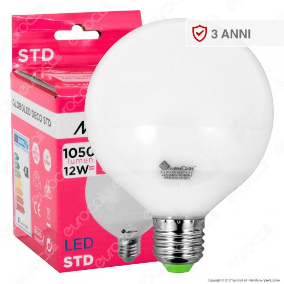 Marino Cristal Serie STD Lampadina LED E27 12W Globo G95 - mod. 21135 Marino Cristal Serie STD Lampadina LED E27 12W Globo G95 - mod. 21135
