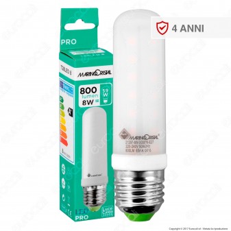 Marino Cristal Serie PRO Lampadina LED E27 8W Tubolar T28 [TERMINATO]