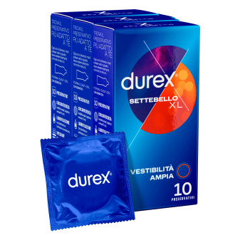 Preservativi Durex Settebello XL Taglia Extra Large con Forma Easy On -...