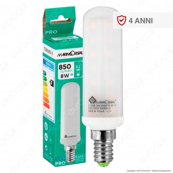 Marino Cristal Serie PRO Lampadina LED E14 8W Tubolar T28 [TERMINATO]