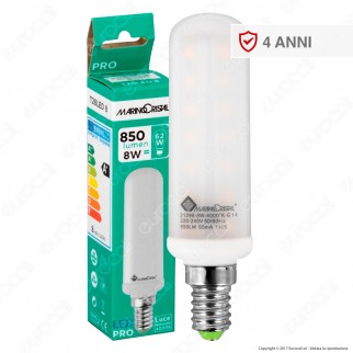 Marino Cristal Serie PRO Lampadina LED E14 8W Tubolar T28 [TERMINATO]