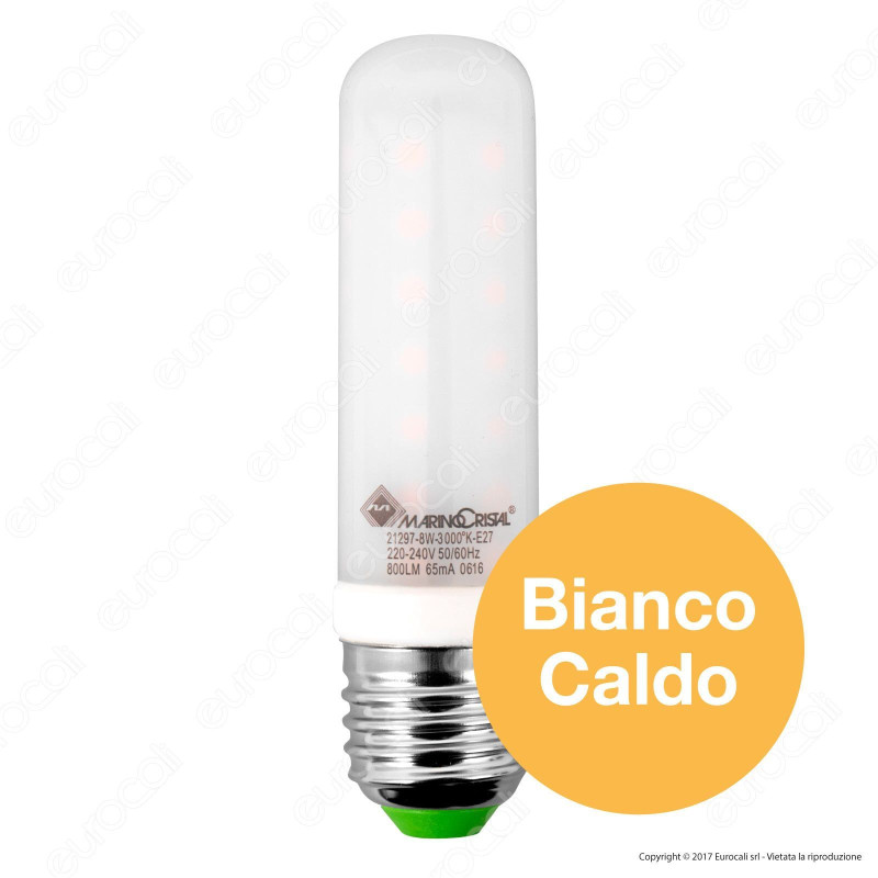 Lampadina LED E27 da 8W Marino Cristal Serie PRO Tubolar T28