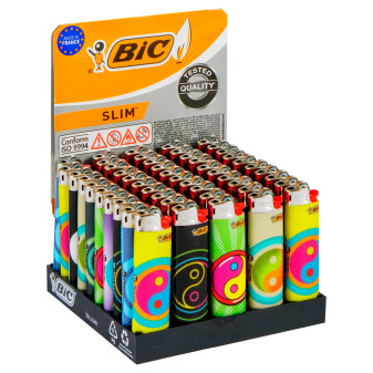 Bic Slim J23 Accendino Medio con Fantasia Yin Yang - Box da 50 Accendini