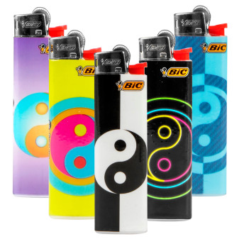 Bic Slim J23 Accendino Medio con Fantasia Yin Yang - Serie da 5 Accendini