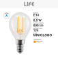 Immagine 2 - Life Lampadina LED E14 Filament 6,5W Minisfera P45 MiniGlobo SMD in Vetro - mod. 39.920258C27