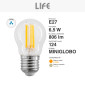 Immagine 4 - Life Lampadina LED E27 6,5W Minisfera G45 MiniGlobo Filament Vetro Trasparente - mod. 39.920259C27 / 39.920259N40