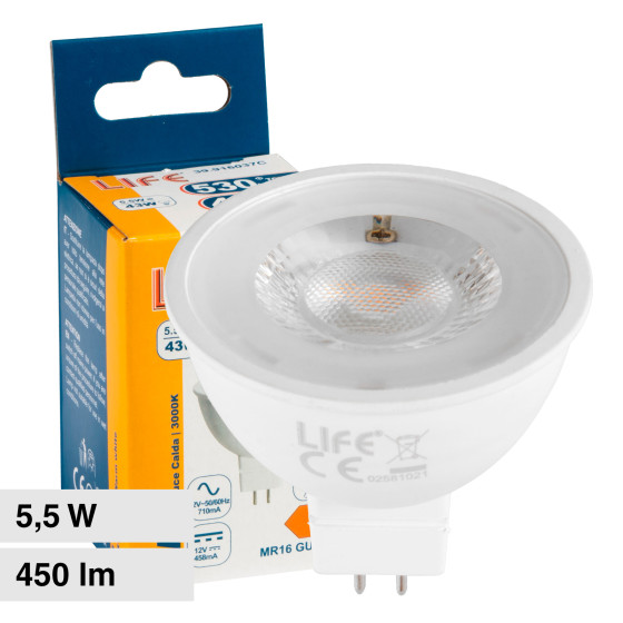 Lampadina LED GU5.3 (MR16) 5,5W Faretto SMD 12V Life Lampadina LED GU5.3 (MR16) 5,5W Faretto SMD 12V Life