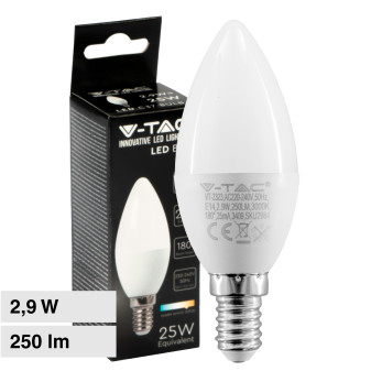 V-Tac VT-2323 Lampadina LED E14 2,9W Bulb C37 Candela SMD