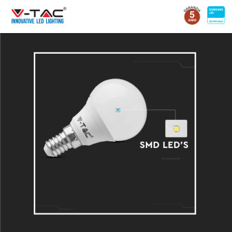 V-TAC SKU:2854 VT-2486  LAMPADINA LED E14 6W P45 FILAMENTO IN VETRO BIANCO  CALDO