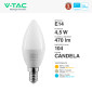Immagine 5 - V-Tac Pro VT-226 Lampadina LED E14 4,5W Candle Bulb C37 Candela SMD Chip Samsung - SKU 21171 / 21172 / 21173