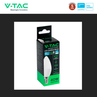 VT-226 Lampadina LED E14 4,5W Candela Chip Samsung V-Tac