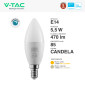 Immagine 4 - V-Tac Pro VT-293D Lampadina LED E14 5,5W Candle Bulb C37 Candela SMD Chip Samsung Dimmerabile - SKU 2120045 / 2120186