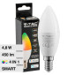 V-Tac Smart VT-5114 Lampadina LED Wi-Fi E14 4,8W Candle Bulb C37 Candela RGB+W Changing Color CCT Dimmerabile - SKU 212754