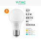 Immagine 5 - V-Tac VT-1900 Super Saver Pack 3x Lampadina LED E27 8,5W Goccia A60 SMD - SKU 217240 / 217241 / 217242