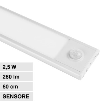 V-Tac VT-8143 Lampada LED da Armadio 2.5W SMD Ricaricabile Micro USB Sensore PIR di Movimento