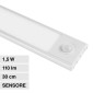 V-Tac VT-8141 Lampada LED da Armadio 1,5W SMD Ricaricabile Micro USB Sensore PIR di Movimento Colore Grigio - SKU 2961 / 2958