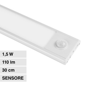 V-Tac VT-8141 Lampada LED da Armadio 1.5W SMD Ricaricabile Micro USB Sensore PIR di Movimento