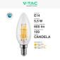 Immagine 4 - V-Tac VT-21125 Lampadina LED E14 5,5W Candle Bulb C35 Candela Filament Dimmerabile in Vetro Trasparente - SKU 7806 / 7807
