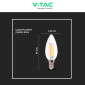 Immagine 8 - V-Tac VT-21125 Lampadina LED E14 5,5W Candle Bulb C35 Candela Filament Dimmerabile in Vetro Trasparente - SKU 7806 / 7807
