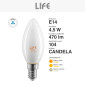Immagine 5 - Life Lampadina LED E14 4,5W Candle C35 Candela Filament Vetro Milky - mod. 39.920022CM27 / 39.920022CM30 / 39.920022NM40