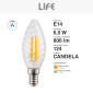 Immagine 4 - Life Lampadina LED E14 6,5W Candle C35 Candela Twist Filament in Vetro Trasparente - mod. 39.920113C27 / 39.920113N40