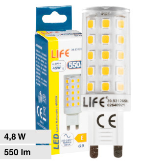 Life Lampadina LED G9 4,8W Tubolare SMD in Vetro Trasparente e Ceramica -...