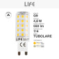 Immagine 4 - Life Lampadina LED G9 4,8W Tubolare SMD in Vetro Trasparente e Ceramica - mod. 39.931265C / 39.931265N