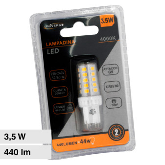 Universo Lampadina LED G9 3,5W Tubolare SMD - mod. G9-3.5W-C / G9-3.5W-N /...