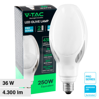 V-Tac Pro VT-240 Lampadina LED E27 36W Olive Lamp SMD Chip Samsung - SKU...