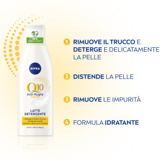 Latte Detergente Anti-Rughe NIVEA Q10 Power Flacone da 200 ml