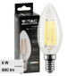 V-Tac VT-2327 Lampadina LED E14 6W Candela C37 Filament Vetro Trasparente - SKU 212848 / 212850