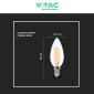 Immagine 8 - V-Tac VT-2327 Lampadina LED E14 6W Candela C37 Filament Vetro Trasparente - SKU 212848 / 212850